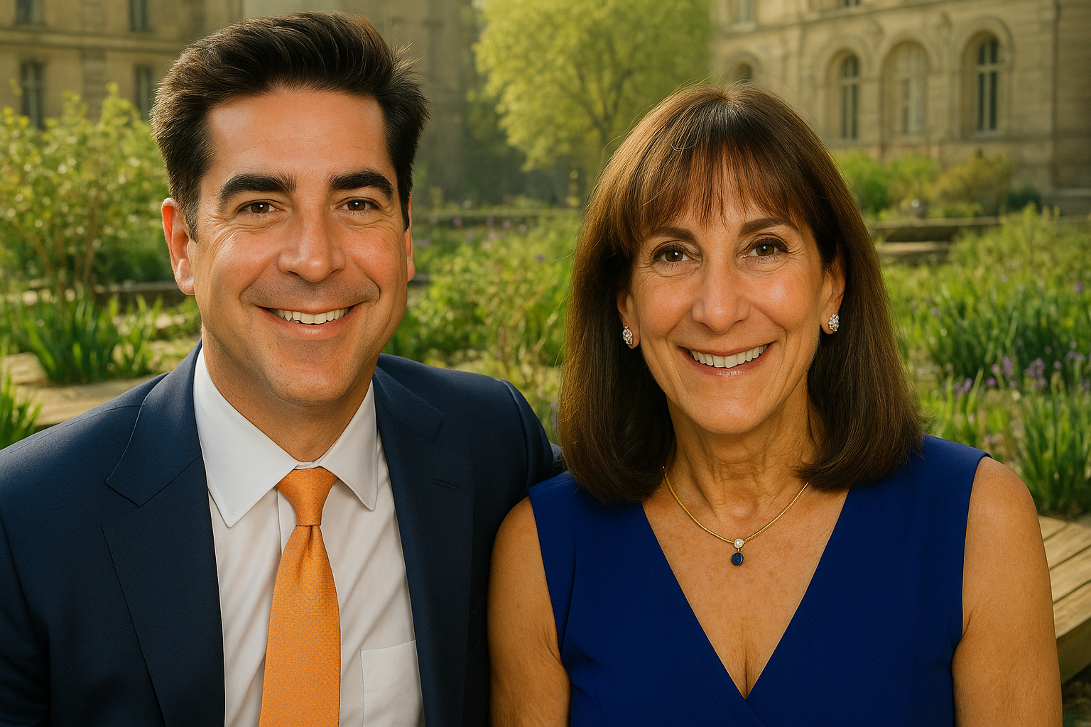 Anne Watters with her son Jesse Watters, smiling together in a premium outdoor setting, featured banner image.
