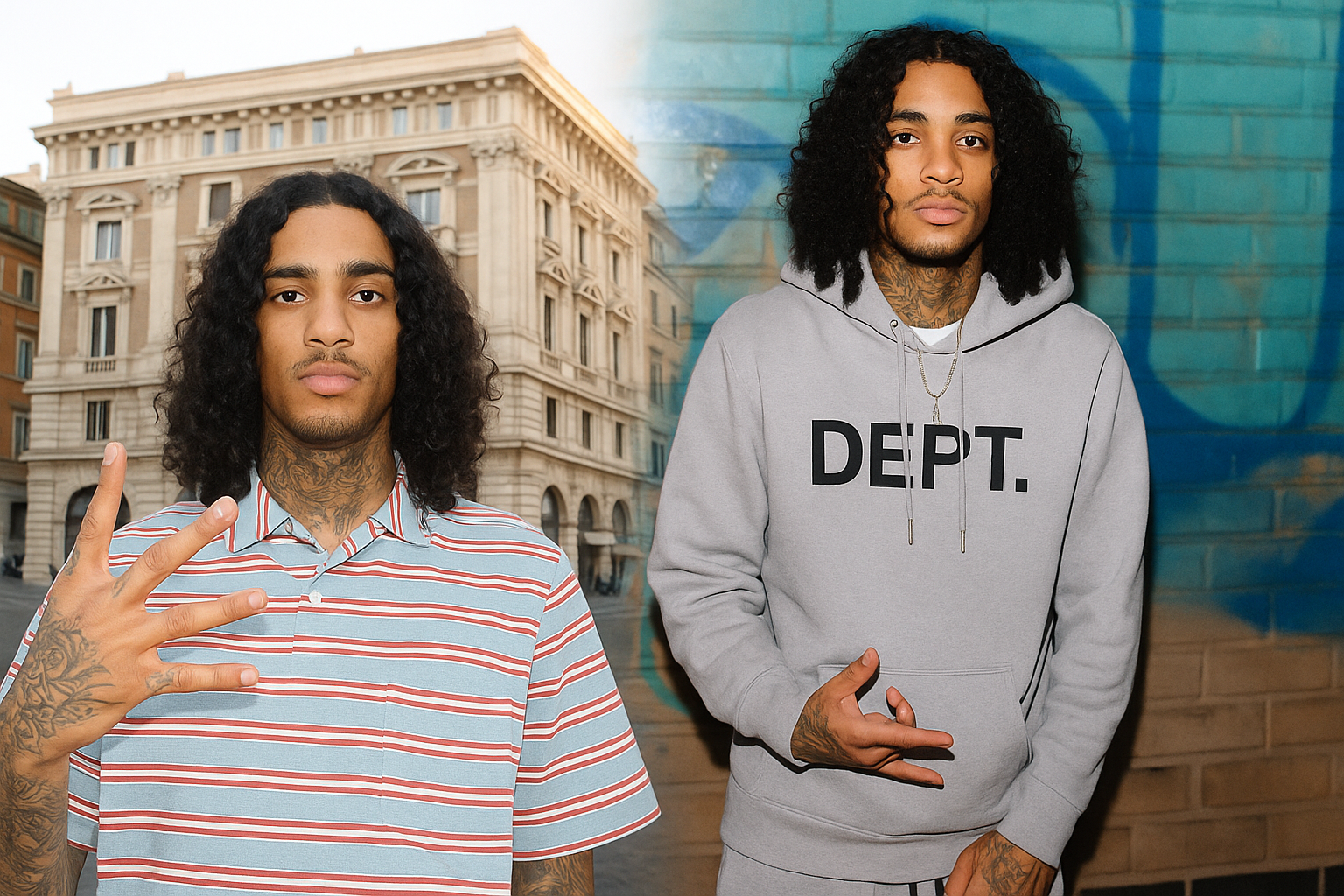 Jay Cinco posing outdoors and indoors – featured banner showing rapper Jay Cinco’s style and personality.